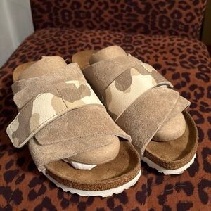 Birkenstock Kyoto Gray Taupe Camo Slides Sandals